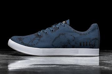 Navy Nobull Tie-Dye Canvas Men's Trainers | CA O1419K